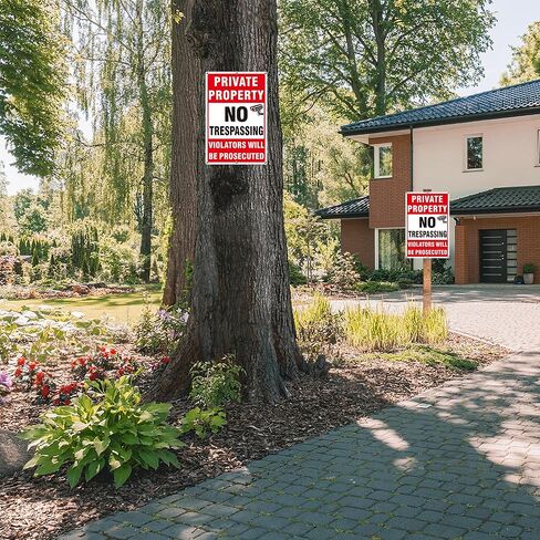 4 Pack Large Private Property No Trespassing Signs, Aluminum No Trespassing Video Surveillance Sign, No Trespassing Signs–Weatherproof and Highly Visible for Property Protection (10x14 inches) in Saudi Arabia