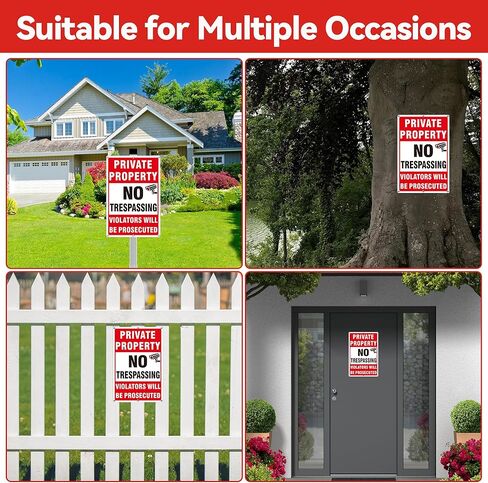 4 Pack Large Private Property No Trespassing Signs, Aluminum No Trespassing Video Surveillance Sign, No Trespassing Signs–Weatherproof and Highly Visible for Property Protection (10x14 inches) in Saudi Arabia