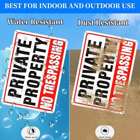 لافتات ممنوع التعدي على ممتلكات خاصة (4 عبوات)، لافتة معدنية ألومنيوم عاكسة مقاومة للصدأ مقاس 10x7 بوصة، سهلة التركيب، مقاومة للطقس ومقاومة للماء، مناسبة للاستخدام المنزلي والتجاري in Kuwait