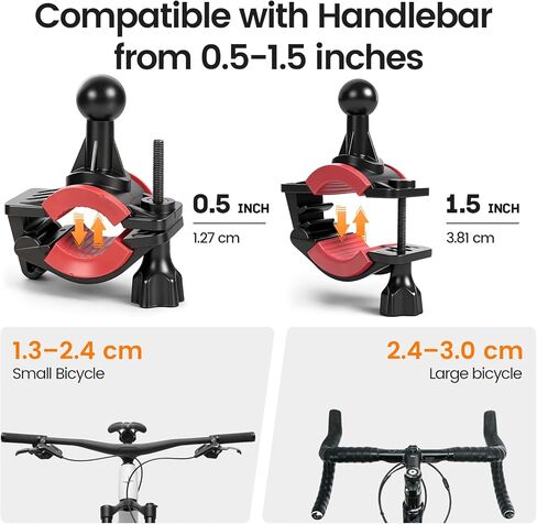 صنج دراجة دوار صغير، فيل أبيض مضحك وهدايا عيد الميلاد، صنج قابل للتعديل 360 درجة مع مشبك مقود، يناسب القضبان 0.5-1.18 بوصة، للدراجات والدراجات الجبلية والسكوتر والدراجة الإلكترونية in Kuwait