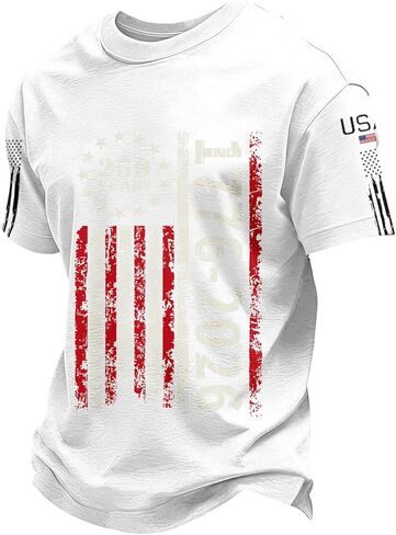 250th Anniversary USA Shirt Men Independence Day Patriotic America American Flag Crewneck Short Sleeve Shirts in Saudi Arabia