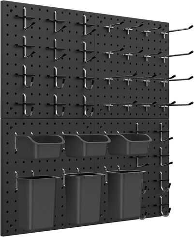 Peg Board Kit, Includes Pegboard and Accessories,with Hooks and Bins,Peg Board Wall Organizer for Office,Ornaments Display,Crafts Organization (66, Black) in Saudi Arabia