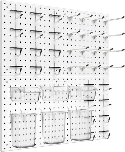 Peg Board Kit, Includes Pegboard and Accessories,with Hooks and Bins,Peg Board Wall Organizer for Office,Ornaments Display,Crafts Organization (66, Black) in Kuwait