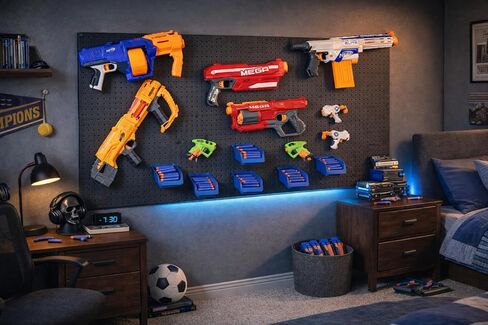 ملحقات منظم WallPeg Nerf - مجموعة صناديق Pegboard وخطافات Jumbo Peg - 6 صناديق تخزين كبيرة باللون الأزرق الكوبالت و20 خطافًا جامبو Peg - نظام تخزين Nerf للمسدسات والسهام - صنع في الولايات المتحدة الأمريكية in Kuwait