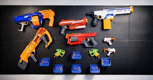 ملحقات منظم WallPeg Nerf - مجموعة صناديق Pegboard وخطافات Jumbo Peg - 6 صناديق تخزين كبيرة باللون الأزرق الكوبالت و20 خطافًا جامبو Peg - نظام تخزين Nerf للمسدسات والسهام - صنع في الولايات المتحدة الأمريكية in Kuwait