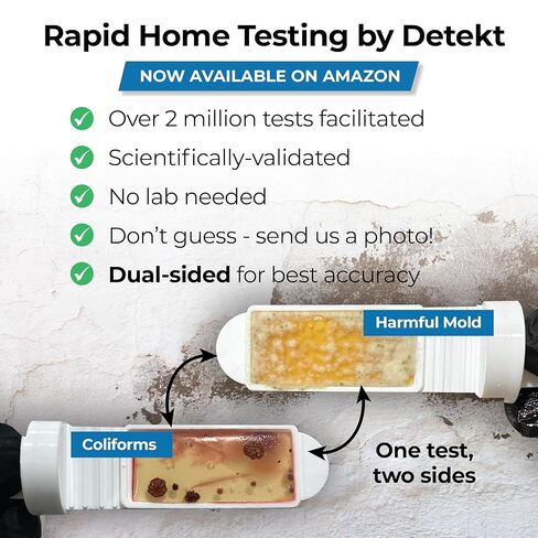 مجموعة أدوات اختبار جودة الهواء الداخلي للمنزل من Detekt - (12) فحص بسيط، 6 اختبارات العفن + 6 اختبارات البكتيريا - اختبار التدفئة والتهوية وتكييف الهواء والأسطح - اختبار القالب بنفسك مع دليل تحديد الأنواع واستشارة مجانية in Kuwait
