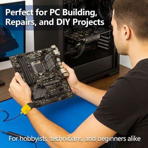 Portable Anti Static ESD Mat Kit for PC Building & Electronics Repair – Static Dissipative Protection with Wrist Strap, Alligator Clip & Grounding Plug for DIY, Students & Home PC Upgrades (Standard) in Saudi Arabia