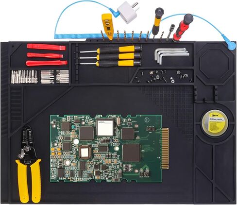 Silicone Soldering Mat with Soldering Stand, 20x14 Inch ESD Anti Static & 932°F Heat Resistant Workbench Mat for Electronics Repair, PCB, Phone, Watch, PC Building in Kuwait