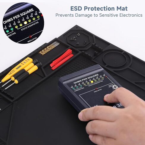 Silicone Soldering Mat with Soldering Stand, 20x14 Inch ESD Anti Static & 932°F Heat Resistant Workbench Mat for Electronics Repair, PCB, Phone, Watch, PC Building in Kuwait