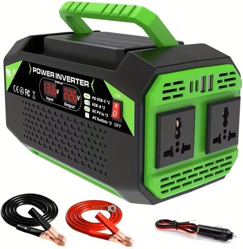 1200W Car Power Inverter, 12V DC to 110V AC Converter with LCD Display, 2 AC Outlets, Dual USB and Type-C Ports, Portable Charger for Car Truck RV Camping Travel (1200.0, Watts) in Saudi Arabia