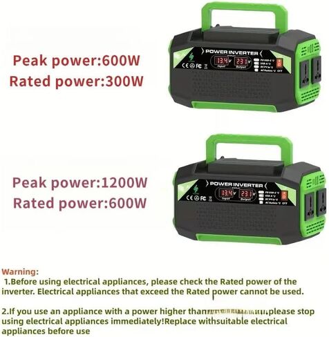 1200W Car Power Inverter, 12V DC to 110V AC Converter with LCD Display, 2 AC Outlets, Dual USB and Type-C Ports, Portable Charger for Car Truck RV Camping Travel (1200.0, Watts) in Saudi Arabia