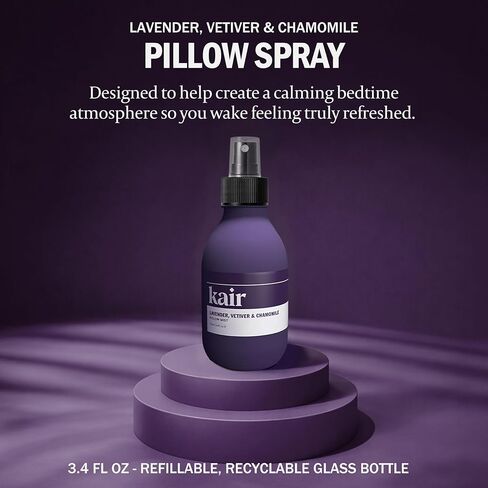 رذاذ رذاذ الوسادة من كير - اللافندر ونجيل الهند والبابونج | رذاذ وسادة للعلاج العطري الطبيعي، زجاجة زجاجية قابلة لإعادة التعبئة بسعة 3.4 أونصة سائلة، زيوت عطرية نقية 100%، نباتية لم يتم الإساءة إلى الحيوانات لتصنيعها، رائحة مريحة ومهدئة in Kuwait