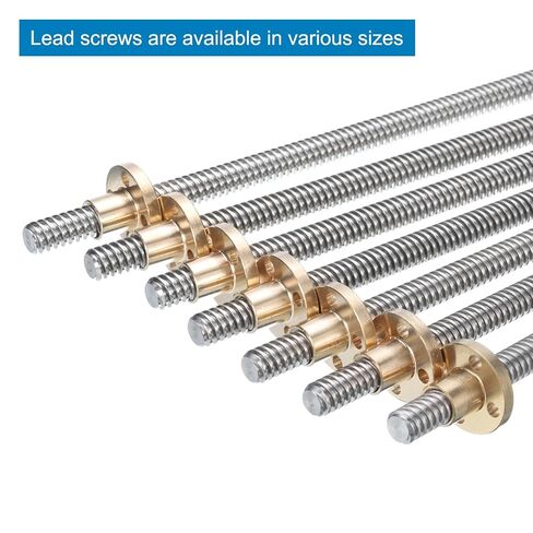 uxcell 380mm / 15 Inch Tr8x8 Stainless Steel Lead Screw with T8 Brass Nut - [ Acme Thread, 2mm Pitch, 8mm Lead ] for 3D Printer Z Axis, CNC Machine in Saudi Arabia