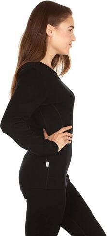 100% Merino Wool - Women's Heavyweight Top and Bottom - Thermal Base Layer Set - Black - Medium in Saudi Arabia