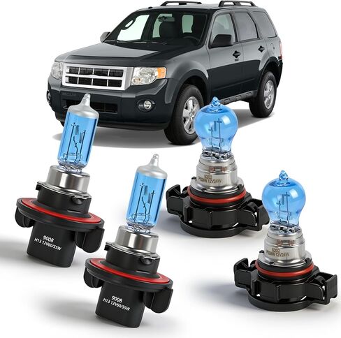 OQSNCV Fit for Ford Escape 2008 2009 2010 2011 2012 Halogen Headlight Bulb 9008/H13 High/Low Beam + H16/5202 Fog Lights Headlamp Replacement Bulbs Kit, Pack of 4 in Kuwait