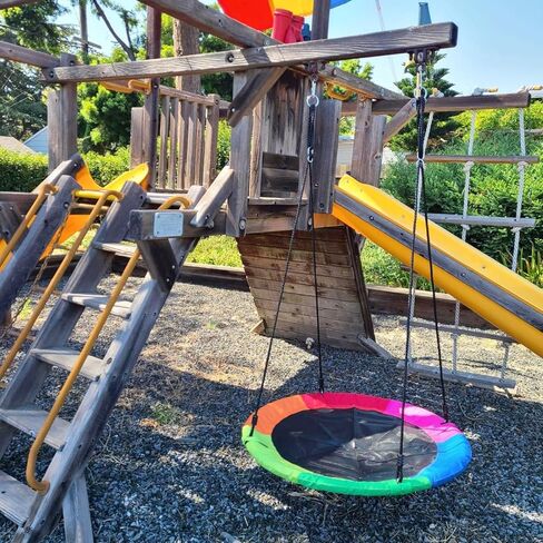 40 Inch Saucer Tree Swing for Kids, 900lbs Swings Seat for Children with Adjustable Hanging Straps Waterproof Safe Durable Swing Sets for Indoor Outdoor Backyard Playground, Blue in Kuwait