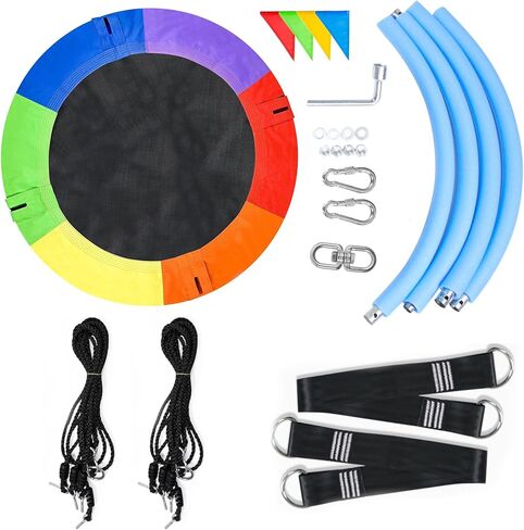 40 Inch Saucer Tree Swing for Kids, 900lbs Swings Seat for Children with Adjustable Hanging Straps Waterproof Safe Durable Swing Sets for Indoor Outdoor Backyard Playground, Blue in Kuwait