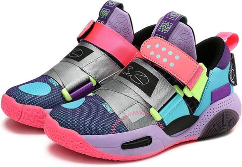 أحذية كرة السلة للأطفال للأولاد والبنات أحذية رياضية متينة، أحذية رياضية متينة بحلقة خطاف قابلة للتنفس لمدربي المدارس في الهواء الطلق للأطفال الصغار والأطفال الكبار والشباب in Kuwait