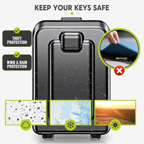 BKNOOU Sturdy Waterproof Key Lock Box for Outside, Large Capacity Wall Mount Lock Box for Keys with Code, 12-Digit Combination Resettable Security Lockbox for Outdoor House Spare Keys, Home, Garage in Kuwait