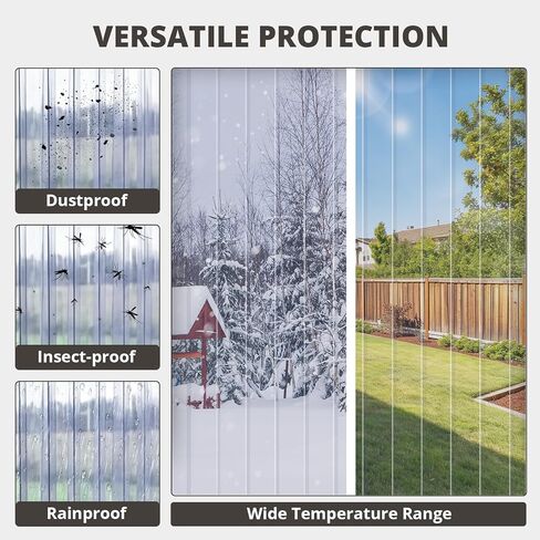 ستارة باب بشريط PVC شفاف من LovePads مع سكين وشريط قياس - ستائر بلاستيكية للمشي في المبرد، غطاء الفريزر الحراري للمستودعات التجارية والمرآب، شرائط مقاس 8 بوصات × 96 بوصة in Kuwait