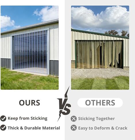 ستارة باب بشريط PVC شفاف من LovePads مع سكين وشريط قياس - ستائر بلاستيكية للمشي في المبرد، غطاء الفريزر الحراري للمستودعات التجارية والمرآب، شرائط مقاس 8 بوصات × 96 بوصة in Kuwait