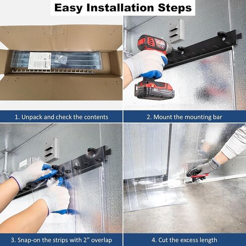 مجموعة ستائر Awoco بشريط تجميد ناعم وسميك مقاس 91.44 سم عرضًا × 213.36 سم ارتفاعًا 0.08 سم مع أجهزة تركيب MaxBullet HTP، NSF/USDA -40 درجة فهرنهايت، رائحة منخفضة مرنة، صنع في الولايات المتحدة الأمريكية بواسطة Aleco in Kuwait