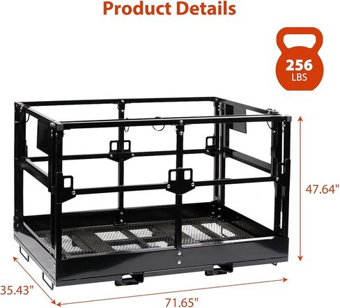 قفص أمان للرافعة الشوكية مقاس 48 بوصة × 72 بوصة، بسعة 1700 رطل، سلة رجل للرافعة الشوكية شديدة التحمل مع دبابيس قفل، منصة عمل لشخصين للمناولة عن بعد in Kuwait