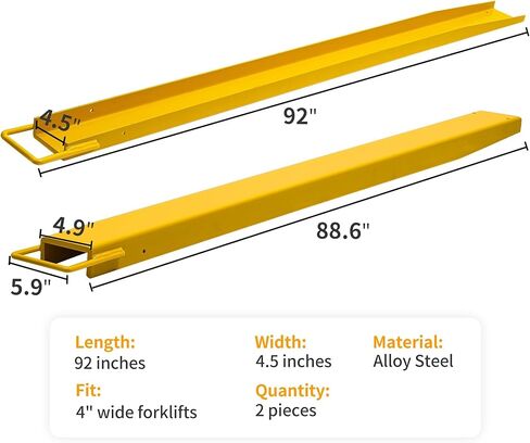 YINTATECH 92 بوصة ملحقات الرافعة الشوكية بعرض 4.5 بوصة، وصلة شوكة البليت شديدة التحمل تناسب شوكات عريضة 4 بوصات، زوج واحد من ملحقات الرافعة الشوكية لشاحنة الرافعة الشوكية in Kuwait