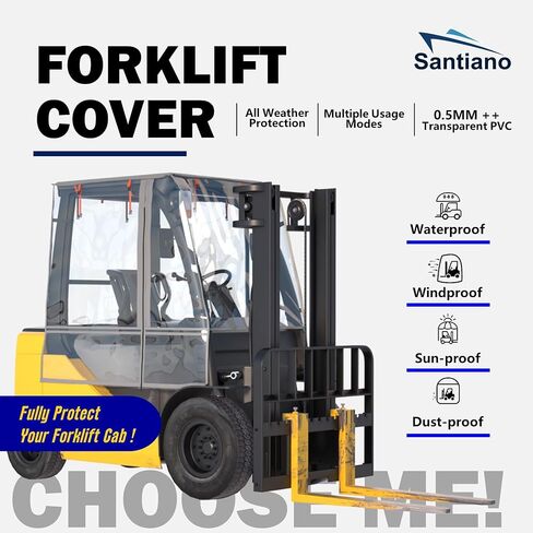 غطاء رافعة شوكية SANTIANO مناسب لجميع الأحوال الجوية، 0.5 مم من EVA، أكسفورد فضي 600D، مقاوم للماء، مقاوم للرياح، مقاوم للأشعة فوق البنفسجية، مناسب عالمي لرافعة شوكية 6000 رطل، غطاء للرافعة الشوكية سهل الاستخدام. in Kuwait