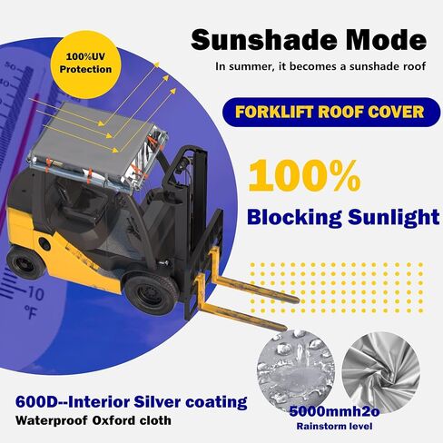 غطاء رافعة شوكية SANTIANO مناسب لجميع الأحوال الجوية، 0.5 مم من EVA، أكسفورد فضي 600D، مقاوم للماء، مقاوم للرياح، مقاوم للأشعة فوق البنفسجية، مناسب عالمي لرافعة شوكية 6000 رطل، غطاء للرافعة الشوكية سهل الاستخدام. in Kuwait