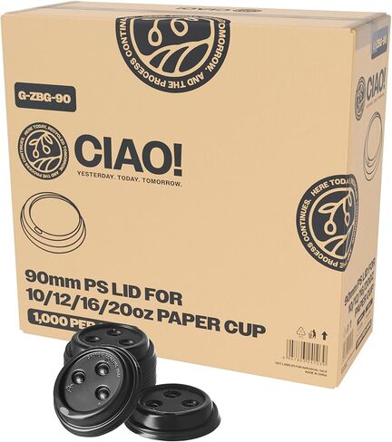 CIAO! Coffee Cup Sipper Black Dome Lid, Designed and Fit for 10OZ/12OZ/16OZ/20OZ Paper Cups, (90mm) 1,000 Count in Saudi Arabia