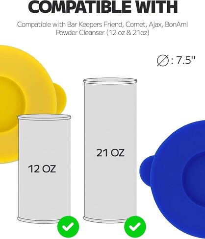 MIMORE Powder Cleanser Lids - 2 Pack Silicone Cover for Cleaning Powder Compatible with Bar Keepers Friend, Comet, BonAmi, Ajax Powder Cleanser 12 oz & 21oz in Kuwait