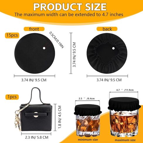 15 قطعة من غطاء مشروبات سكرانشي مع حقيبة واحدة لسلسلة المفاتيح، أغطية مشروبات بوليستر مرنة قابلة لإعادة الاستخدام مقاس 3.74 بوصة مع فتحات ماصة لحماية سلامة الكحول، تناسب معظم الأكواب في البارات والنوادي الليلية للنساء والفتيات in Kuwait