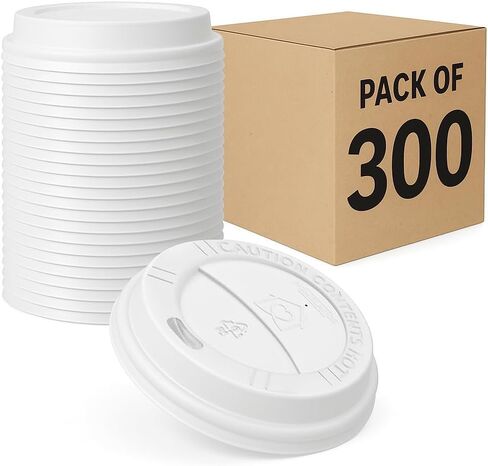 Pack Of 300, White Disposable Coffee Cup Lids, Coffee Cup Lids 10 oz 12 oz 16 oz 20 oz, Leak-Proof Plastic Coffee Lids, Heat-Resistant & Strong Hot Cup Lid For Coffe Cup For Everyday Convenience in Kuwait
