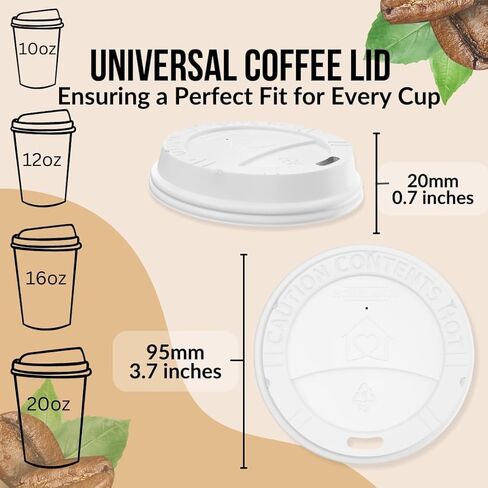 Pack Of 300, White Disposable Coffee Cup Lids, Coffee Cup Lids 10 oz 12 oz 16 oz 20 oz, Leak-Proof Plastic Coffee Lids, Heat-Resistant & Strong Hot Cup Lid For Coffe Cup For Everyday Convenience in Kuwait