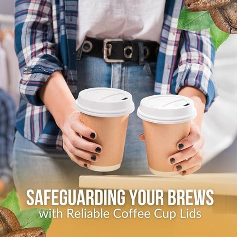 Pack Of 300, White Disposable Coffee Cup Lids, Coffee Cup Lids 10 oz 12 oz 16 oz 20 oz, Leak-Proof Plastic Coffee Lids, Heat-Resistant & Strong Hot Cup Lid For Coffe Cup For Everyday Convenience in Kuwait