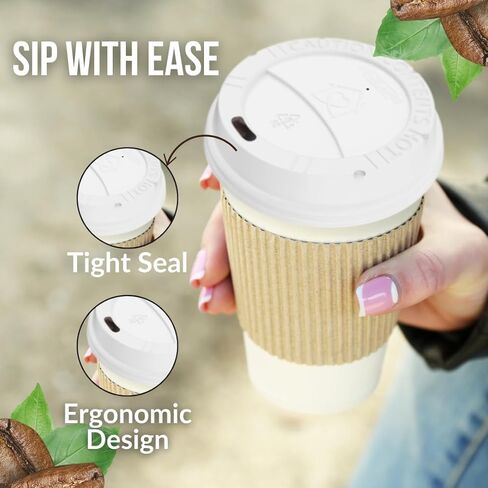 Pack Of 300, White Disposable Coffee Cup Lids, Coffee Cup Lids 10 oz 12 oz 16 oz 20 oz, Leak-Proof Plastic Coffee Lids, Heat-Resistant & Strong Hot Cup Lid For Coffe Cup For Everyday Convenience in Kuwait