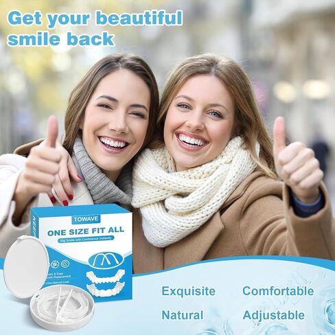 قشور الأسنان للنساء والرجال، مجموعة بديلة للأسنان المؤقتة، طبيعية ومريحة in Kuwait