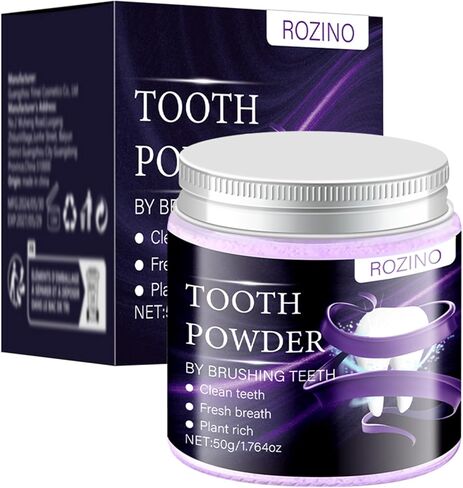 Purple Teeth Whitening Powder,Mint Fresh Breath,Stain Removal,Fluoride Free Dental Care for Sensitive Teeth & Long Lasting Freshness (1) in Kuwait