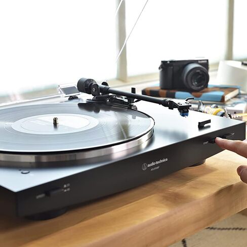 Audio-Technica AT-LP3XBT-WH Fully Automatic Wireless Belt-Drive Turntable - White Bundle with Record Care Solution, Deco Gear Cleaning Kit, Stroboscope and Record Stabilizer in Saudi Arabia