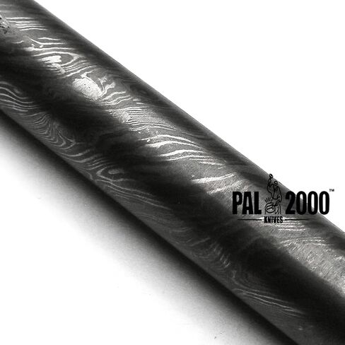 PAL 2000 KNIVES قضيب فولاذي دمشقي مصنوع يدويًا - قالب فولاذي دمشقي مخصص - نمط شفرة فارغة ملتوي بخط أسود - 12 بوصة × 2 بوصة × 5 مم (8707) in Kuwait