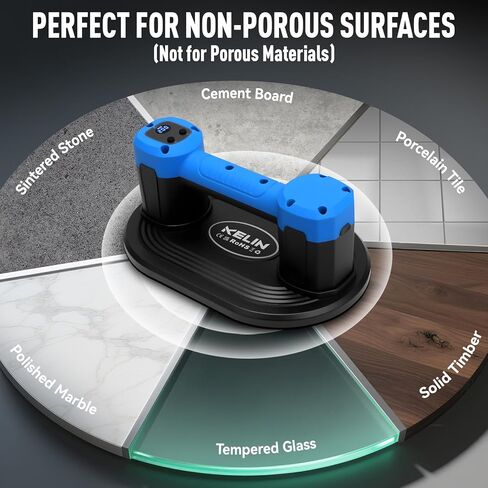 KELIN Electric Vacuum Suction Cup for Glass, 440Lbs Lifter with 270mm Large Base, 2 Brushless Motors & Digital Display, 8H Battery Cordless Suction Cups for Large Tile, Ceramic Material Lifts in Kuwait
