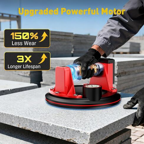 Electric Glass Suction Cups, Tile Suction Cup Lifter with Pressure Gauge, 4X 2400mAh Battery, LCD Display & Auto Hold Up to 270KG Heavy Duty Vacuum Suction Cup Handle for Tile/Window/Granite in Kuwait