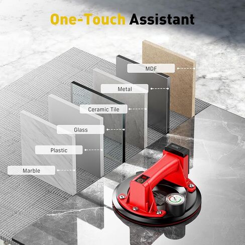 Electric Glass Suction Cups, Tile Suction Cup Lifter with Pressure Gauge, 4X 2400mAh Battery, LCD Display & Auto Hold Up to 270KG Heavy Duty Vacuum Suction Cup Handle for Tile/Window/Granite in Kuwait