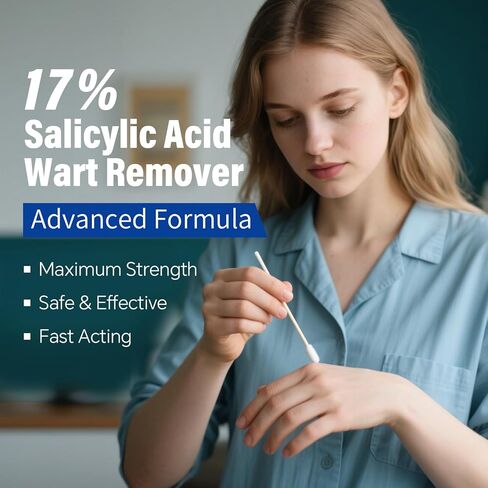 سائل مزيل الثآليل بقوة إضافية مع حمض الساليسيليك بنسبة 17%، علاج سريع المفعول للثآليل الأخمصية والشائعة، مزيل الذرة للقدمين وأصابع القدم 15 مل in Kuwait