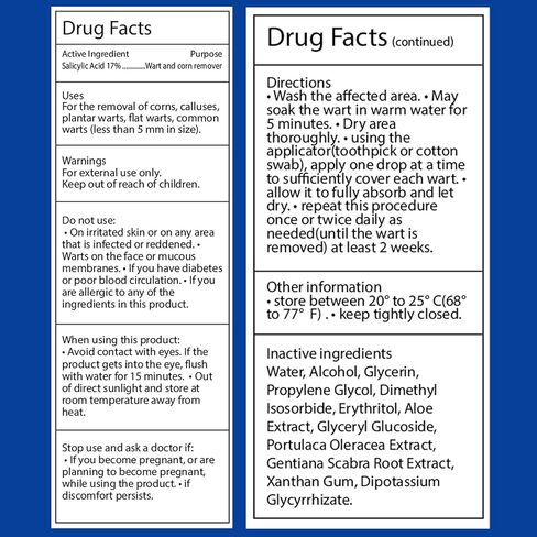 سائل مزيل الثآليل بقوة إضافية مع حمض الساليسيليك بنسبة 17%، علاج سريع المفعول للثآليل الأخمصية والشائعة، مزيل الذرة للقدمين وأصابع القدم 15 مل in Kuwait