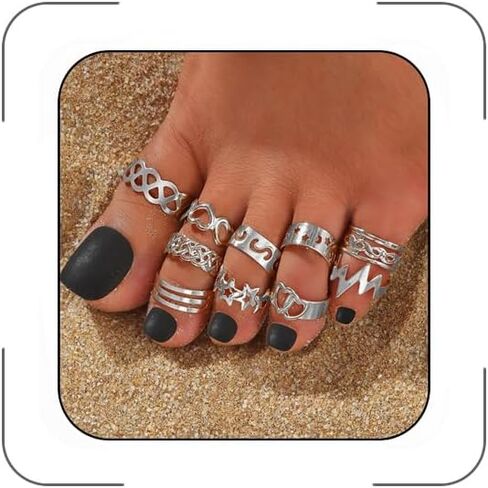 INENIMARTJ 14K Gold Plated Toe Rings for Women, Vintage Style Open Ring Set, Adjustable Summer Beach Foot Jewelry in Saudi Arabia