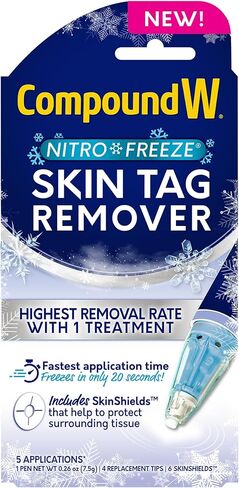 مزيل الطغوات الجلدية من كومباوند دبليو نيتروفيز، مجموعة إزالة الطغوات الجلدية مع قلم واحد لإزالة الطغوات الجلدية، 4 أطراف بديلة، و6 دروع جلدية، 5 علاجات in Kuwait