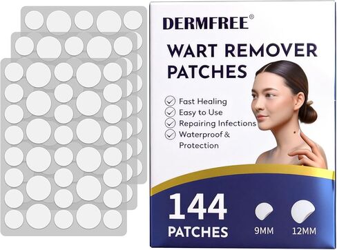 Wart Treatment Patches with 1% Salicylic Acid, Thin Waterproof Hydrocolloid Stickers for Hands & Feet, Discreet Protective Covers, 144 Count in Kuwait