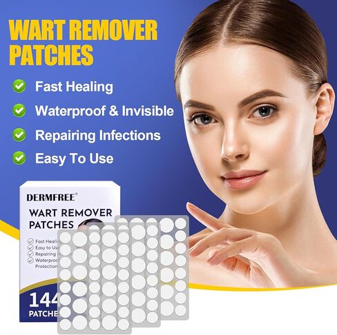 Wart Treatment Patches with 1% Salicylic Acid, Thin Waterproof Hydrocolloid Stickers for Hands & Feet, Discreet Protective Covers, 144 Count in Kuwait